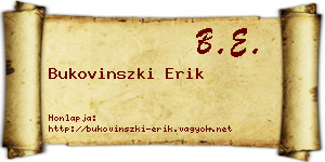 Bukovinszki Erik névjegykártya